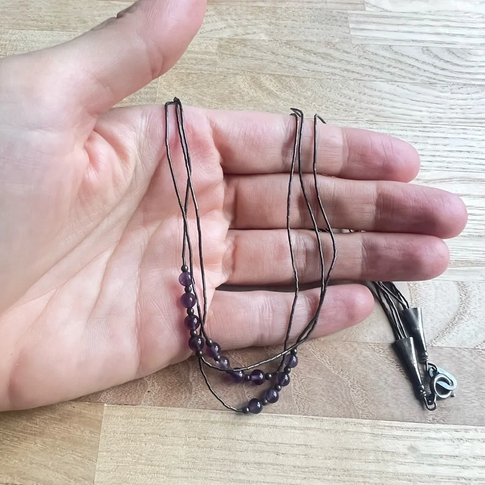 Vintage 925 Sterling silver liquid silver multi strand necklace
